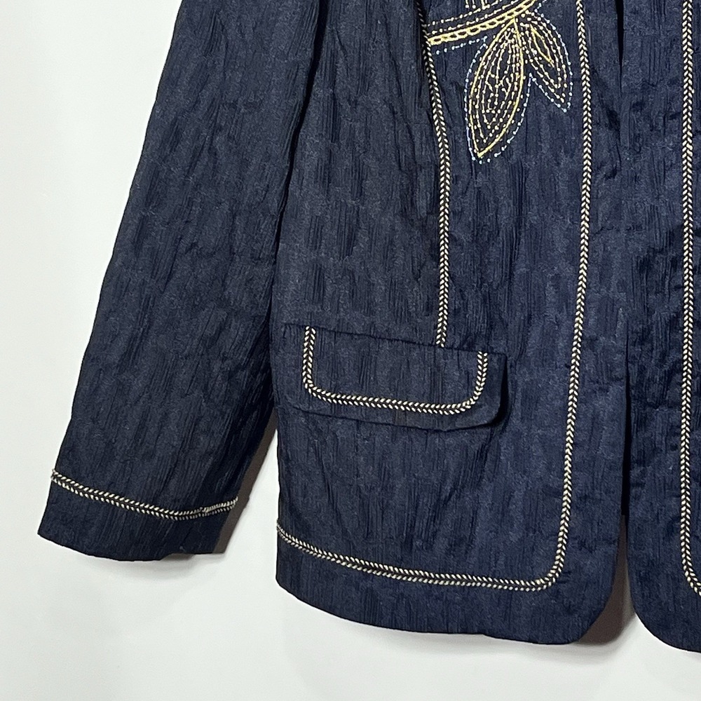 Alfred Dunner Women's Navy Blue‎ Embroidered Quilted Jacket 18W - Picture 4 of 7